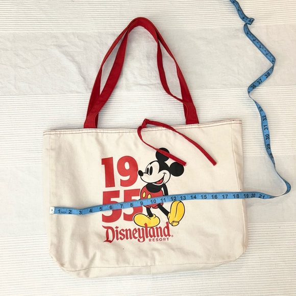 Disney Land  Reversible Canvas Tote Bag Mickey Mouse 1955 Red Mickey Print - Picture 3 of 13
